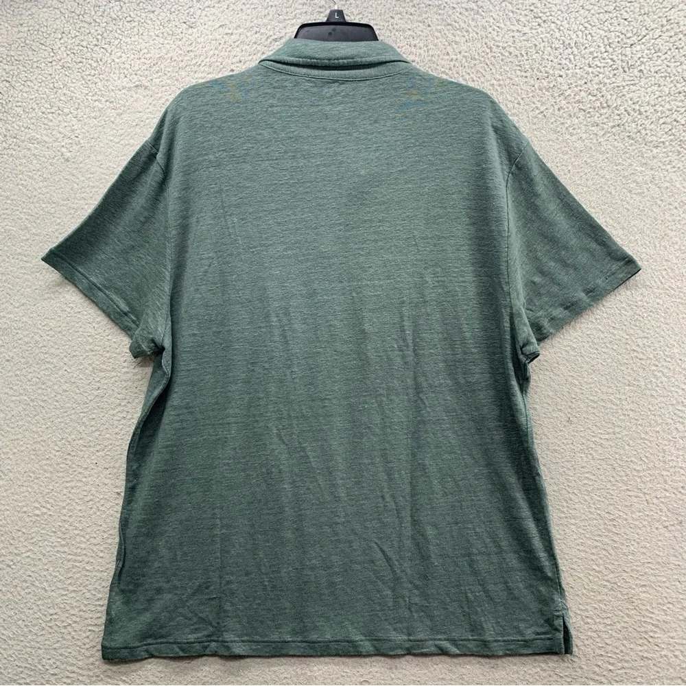 Bonobos Linen Polo Shirt Sage Green Solid Pullover V-Neck Collared Men’s Size XL - Picture 7 of 9